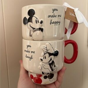 Rae Dunn x Disney Mickey & Minnie Stackable Mugs with Red Handles